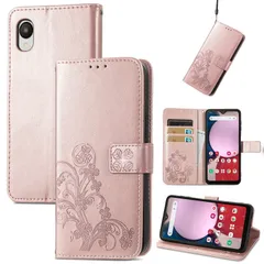 ノートブック型携帯電話保護カバー多機能携帯電話ホルスター財布携帯電話ホルダーバンプパターンテクスチャ耐久性摩擦耐性携帯電話ケース男性と女性に適した多色オプション 手帳型 ケース (au) (四つ葉のクローバーローズゴールド) SCG18 / (docomo) 