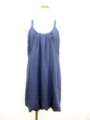 シップス SHIPS ワンピース ひざ丈 バルーン ノースリーブ タック 青 ブルー /yo