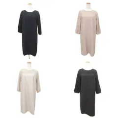 グラシア GLACIER 美品 4点 セット レース ワンピース ひざ丈 七分袖 Mサイズ ブラック 薄ピンク グレージュ ネイビー ■GY99