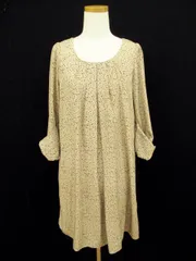 アーバンリサーチ URBAN RESEARCH ワンピース 七分袖 ミニ ドット F ベージュ 紺 ネイビー /KY