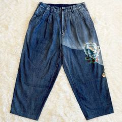 笹倉玄照堂 デニム イージーパンツ 藍染濃紺色 インディゴ 作務衣 和装 