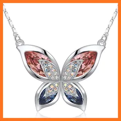 【新品】 [Richapex] クリスタル ネックレスレディース 蝶々ネックレス 蝶 ペンダントアクセサリー チェーン 1