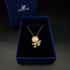 美品 SWAROVSKI Elliot スワロフスキー エリオット ロングネックレス ペンダント パヴェ クリスタル ラインストーン ゴールドカラー 箱付き 可愛い きらきら ギフト プレゼント 贈り物