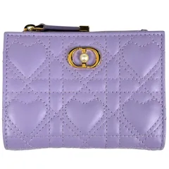 クリスチャンディオール Christian Dior ダリア ウォレット 二つ折り ハート 二つ折り財布 レザー パープル レディース 【中古】のサムネイル