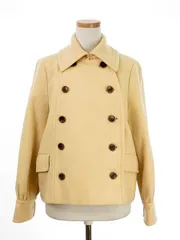 アダムエロペ Adam et Rope' コート ステンカラー ショート ダブルボタン ウール カシミヤ 38 ベージュ /ew