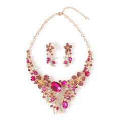 [ＫＫ　Ｓｏｌｉｓ] オーキッド 蘭モチーフ ピアス＆ネックレスセット マーキス＆ティアドロップクリスタル 演奏会 ダンス 発表会 プレゼン ブライダル アクセサリー (ピンク・ピアスセット) [ピンク]