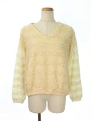 ローズバッド ROSE BUD セーター ニット Vネック 長袖 F オレンジ 白 ホワイト /hk1206