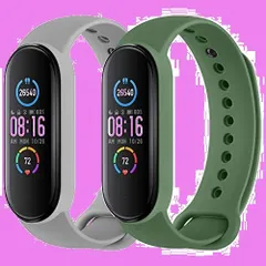 5/6 band Mi Mi スマートバンド 対応 交換ベルト シリコン製 替えベルト バンド 5 (ブラック+紺) Band Band 6/Mi Xiaomi コンパチブル [Vancle]