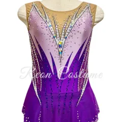 【受注制作】145cm／150cm セミオーダー 新体操レオタード ​〈Glow / グロウ〉  ラベンダー×パープル（納期：約1〜2ヶ月）ReonCostume