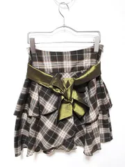 オリーブデオリーブ OLIVE des OLIVE スカート ティアード フレア ミニ チェック 茶 ブラウン