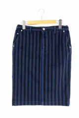 ユナイテッドアローズ UNITED ARROWS スカート タイト ひざ丈 ストライプ 38 青 /AA ■AC