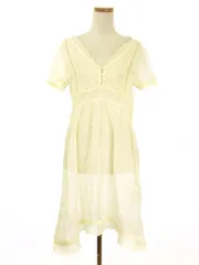 レイビームス Ray Beams ワンピース ひざ丈 Vネック 半袖 コットン 白 ホワイト /an