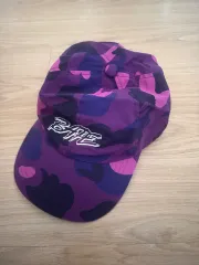 A BATHING APE パープル カモフラージュ ベースボールキャップ 帽子