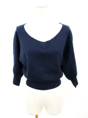 スナイデル snidel カットソー ドルマンスリーブ 七分袖 ウール混 F 紺 ネイビー /HH