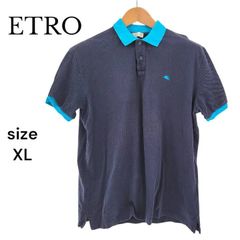 Etro エトロ 半袖ポロシャツ ネイビーブルー イタリア製 ペイズリー柄