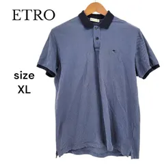 Etro エトロ 半袖ポロシャツ ネイビーブルー イタリア製 ペイズリー柄 XL メンズ