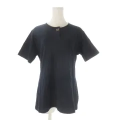 サルヴァトーレフェラガモ Salvatore Ferragamo カットソー クルーネック 丸首 半袖 鹿の子 ガンチーニ OS 紺 ネイビー /CK50 ■ECD001