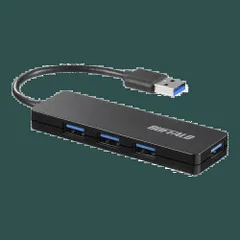 PS5 PS4 Mac Chromebook Windows 軽量 対応 バスパワー 4ポート テレワーク スリム設計 USB3.0 在宅勤務 ハブ USB BSH4U125U3BK バッファロー