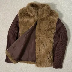 日本 ヴィンテージ Trcot Reine y2k ブラウン ファー ニットジップアップ