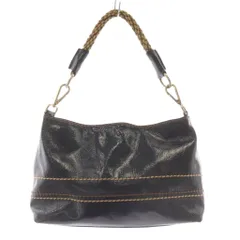 PLINIO VISONA プリニオヴィソナ ショルダーバッグ エナメル ハンドバッグ 紺