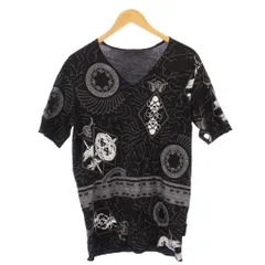 ディーゼルブラックゴールド DIESEL BLACK GOLD Tシャツ 半袖 Vネック 薄手 ストレッチ プリント M 黒 ブラック /BB