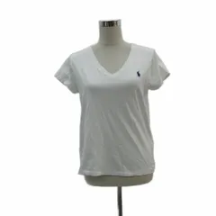 ポロ ラルフローレン POLO RALPH LAUREN Tシャツ カットソー M 白 ホワイト Vネック 半袖 ロゴ刺繍 /SM19 ■GY63