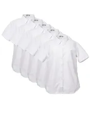 新品 [ブランシェ] レディース ブラウス 5枚セット 【 透けない シャツ 】 ワイシャツ 半袖 白 黒 ピンク ブルー レディースシャツ 5SETLDSH 01 レギュラー ホワイト 半袖5枚 11号 Slim