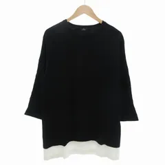 5351プールオム 5351 POUR LES HOMMES Tシャツ カットソー バイカラー レイヤード 切替 長袖 48 黒 ブラック 白 ホワイト /FFのサムネイル