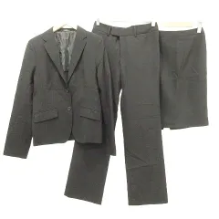 コムサイズム COMME CA ISM スーツ 3P セットアップ ジャケット パンツ スカート ビジネス リクルート S、L 黒 ブラック ■YHS9