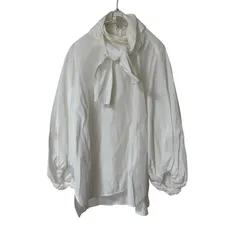  yori ヨリ ビックリボンパフスリーブブラウス ボウタイブラウス ホワイト サイズ38【ZK98】