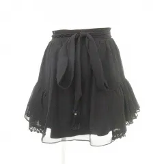 スナイデル SNIDEL 美品 フレア ミニ丈 スカート 0 XSサイズ 黒 ブラック ■TC