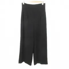 ザラ ZARA ワイド スラックス パンツ センタープレス 無地 薄手 XSサイズ 黒 ブラック