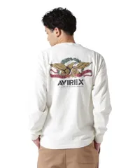 新品 [Avirex] [アヴィレックス] FADE WASH VINTAGE LABEL EAGLE T-SHIRT フェイドウォッシュ ヴィンテージ ラベル イーグル 長袖 Tシャツ メンズ M 033 オフホワイト 783-5130013