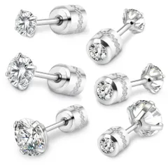 立爪ジュエル リバーシブル ネジ式キャッチ 両耳用 サージカルステンレスピアス レディース スタッド メンズ