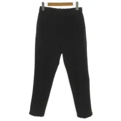 グリーンレーベルリラクシング ユナイテッドアローズ green label relaxing パンツ スリム センタープレス ウエストゴム ストレッチ 起毛 厚手 ブラック 黒 38