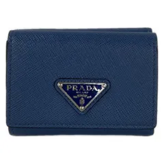 PRADA(プラダ) 3つ折り財布 サフィアーノトライアングル 2MH042 ブルー レザー