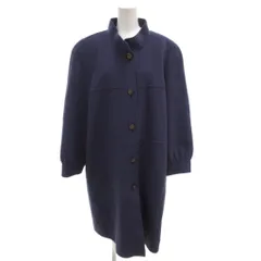 レリアン Leilian コート ウール ロング 13 紺 ネイビー スタンドカラー デザインボタン /FF