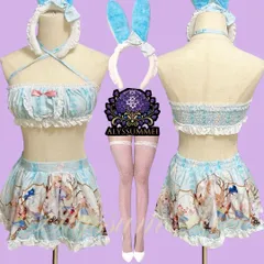 ウサ耳カチューシャ&Tバック付きセクシープリンセスバニーガールコスプレ衣装フルセット　お姫様キャバドレス　フリルミニスカート　ロリータワンピース　ステージ服　写真撮影　イベント仮装　ハロウイン仮装大人レディース　コスチューム　クリスマス会パーティー姫サンタコス