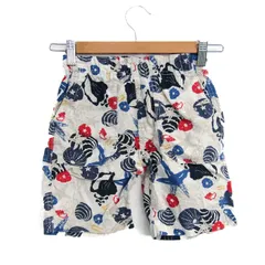 ビームスミニ ショートパンツ ハーフパンツ リネン混  ボトムス 白 キッズ 男の子用 110サイズ ホワイト×ネイビー BEAMSmini 【中古】