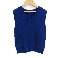 ポロラルフローレン ニットベスト コットン100% ブランド トップス キッズ 男の子用 120サイズ ブルー POLO RALPH LAUREN 【中古】