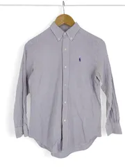 Ralph Lauren グリーンタグ ストライプBDシャツ パープル 刺繍ロゴ 実寸S相当