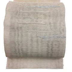 名古屋帯 秀品 夏帯 絽 八寸名古屋帯 よろけ縞 クリーム 正絹 【中古】