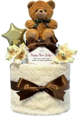 KanonBabys おむつケーキ 男の子 女の子 オーガニック 出産祝い 2段 Sサイズ con7052 [ご出産祝い・新生児用にオススメおむつサイズＳ]