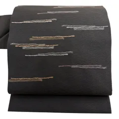 【美品】 名古屋帯 秀品 霞 幾何学模様 焦茶色 正絹 【中古】