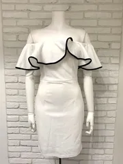 737 Tika ティカ キャバクラ ドレス ミニ オフショル フリル バイカラー タイト キャバドレス M