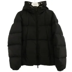 モンクレール MONCLER 美品 MONTCLA GIUBBOTT ダウンジャケット フード ジップアップ ロゴテープ F20911B56900 C0300 黒 ブラック 1 M相当 ■SK