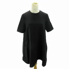 23区 オンワード樫山 R ワンピース ウール 半袖 ひざ丈 36 黒 ブラック 0802 ■MET1