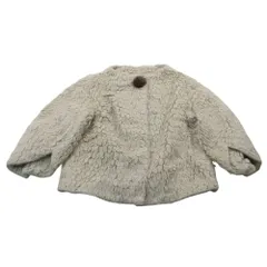 Sybilla シビラ ボア ジャケット ブルゾン アンゴラ混 ノーカラー ファーポンポン付き M ベージュ系 レディース 【中古】