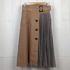 アプワイザーリッシェ  Apuweiser-riche    フレアスカート  配色切替 トレンチ風 ベルト付き ベージュ×チェック レディース