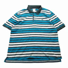 LACOSTE ラコステ フランス製 ボーダー柄 ポロシャツ 半袖 トップス 5191L グリーン サイズ6 L メンズ 【中古】